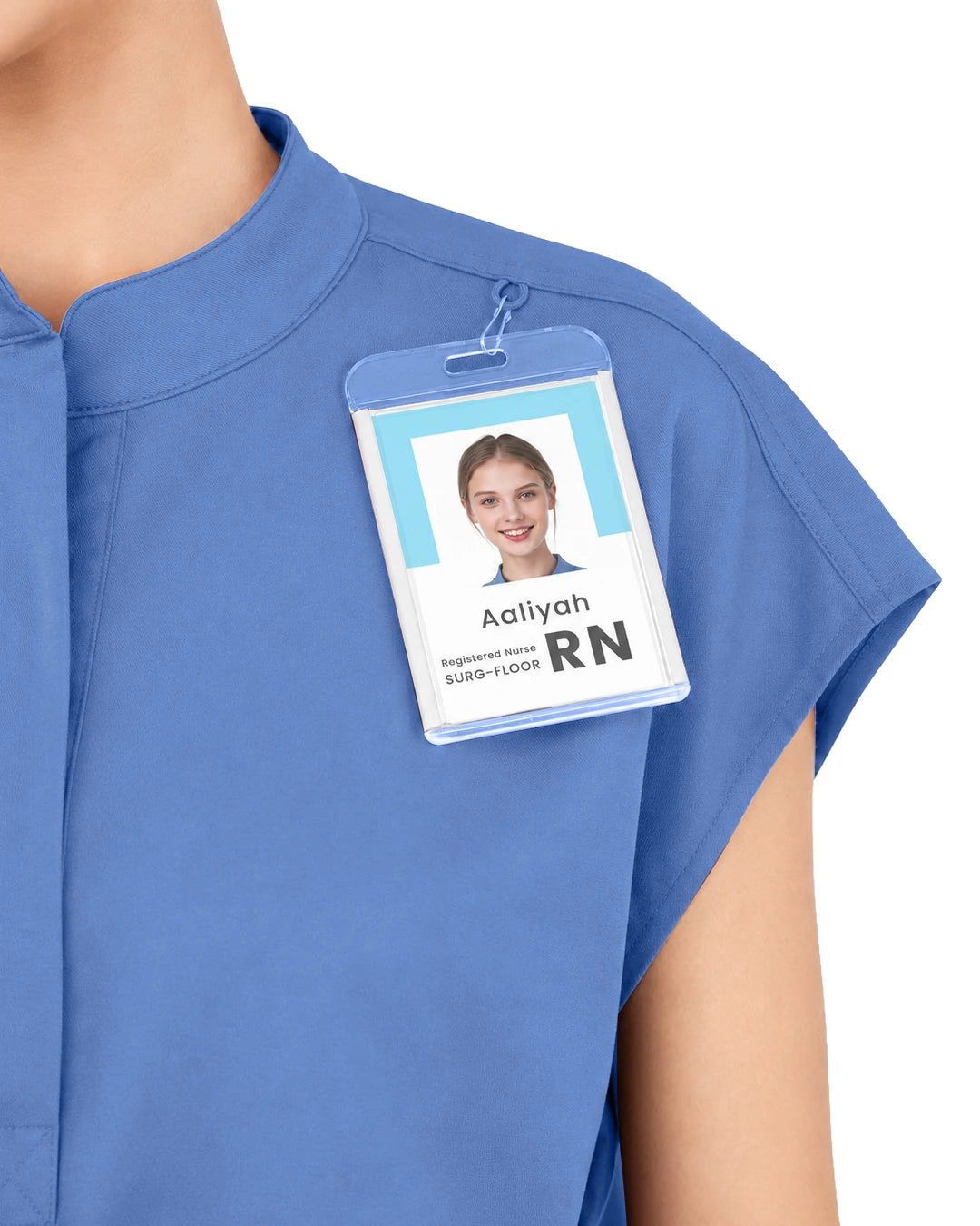 Ceil Blue – Eadflie Women's Sleeveless Mandarin Collar Uniform Top – product image 36