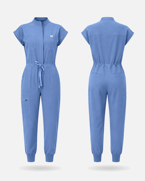 Ceil Blue – Eadflie Women's Zip-Front Uniform Jumpsuit – Sleeveless Stretch One-Piece – product image 01