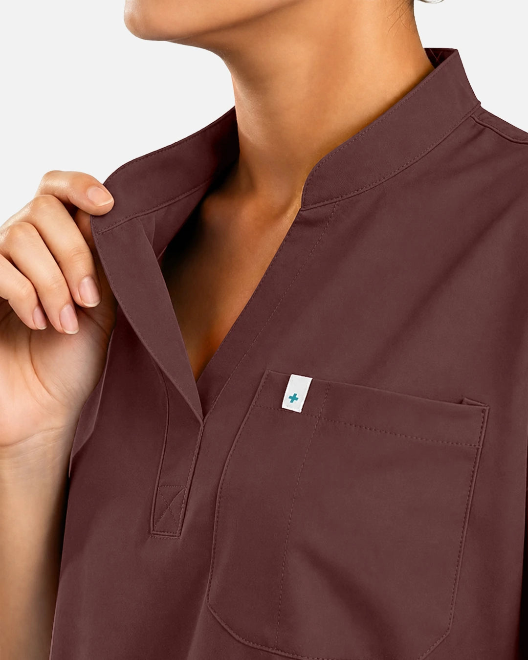 Coffee – Eadflie Women's Sleeveless Henley Uniform Top – product image 60