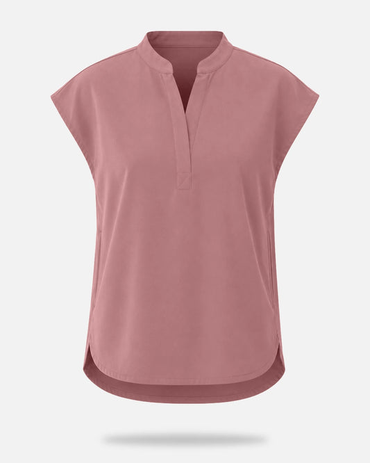 Flesh Pink – Eadflie Women's Sleeveless Mandarin Collar Uniform Top – product image 73