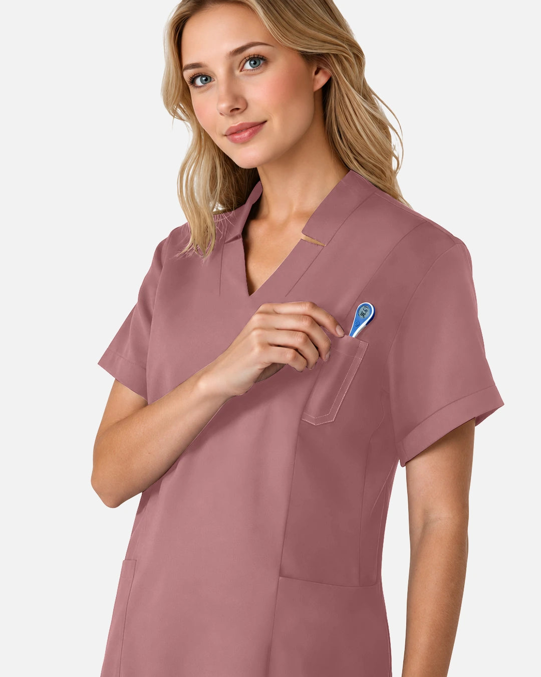 Flesh Pink – Eadflie Women's Split V-Neck Uniform Top – product image 18
