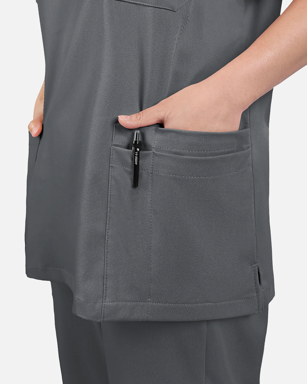 Heather Grey – Eadflie Women's V-Neck Uniform Top – Short Sleeve 3-Pocket Soft Stretch – product image 25