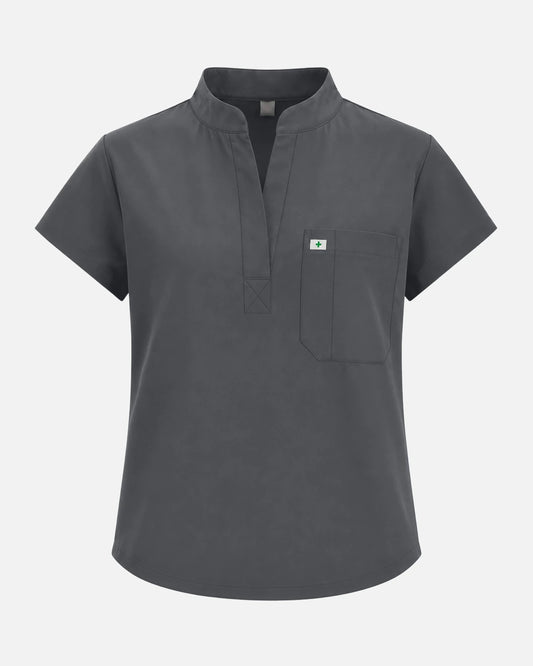 Heather Grey – Eadflie Women's Sleeveless Henley Uniform Top – product image 49