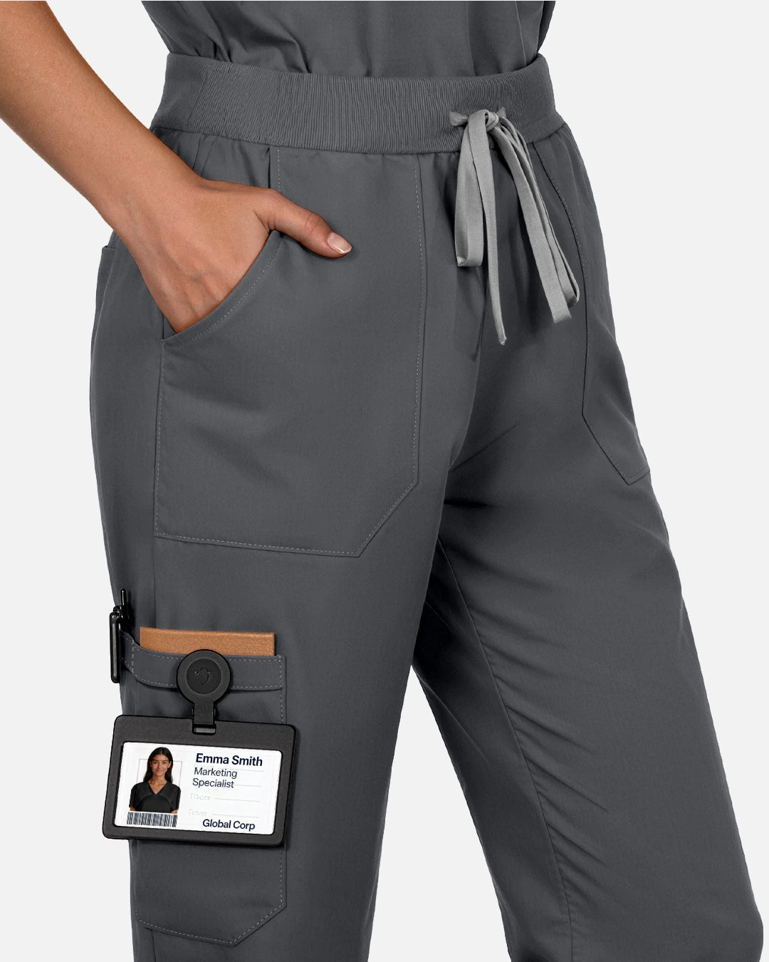 Heather Grey – Eadflie Women's Woven Straight-Leg Uniform Pants – Structured Tailored Bottoms – product image 19