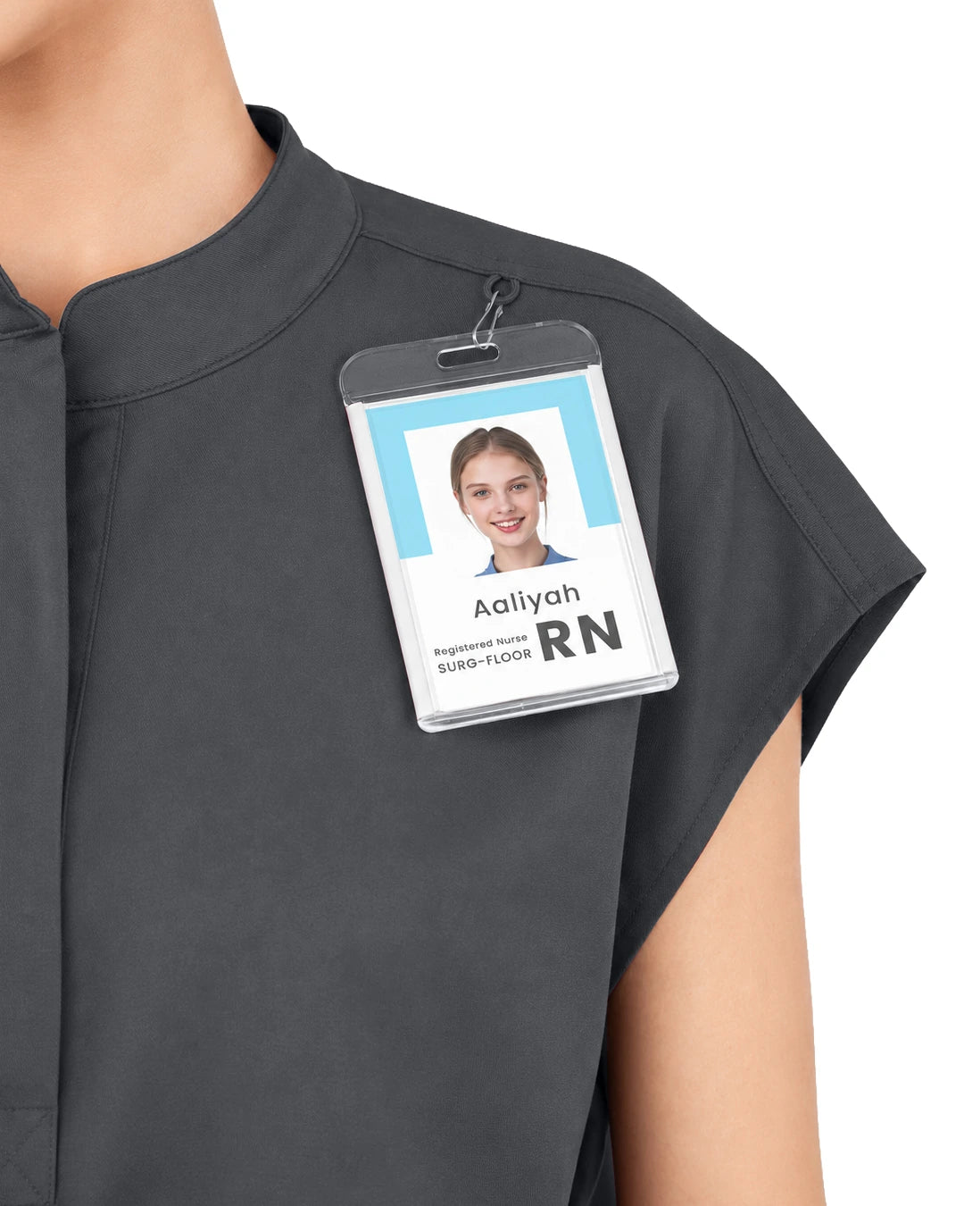 Heather Grey – Eadflie Women's Sleeveless Mandarin Collar Uniform Top – product image 96