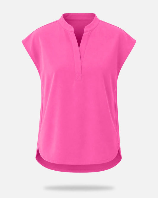 Hot Pink – Eadflie Women's Sleeveless Mandarin Collar Uniform Top – product image 79