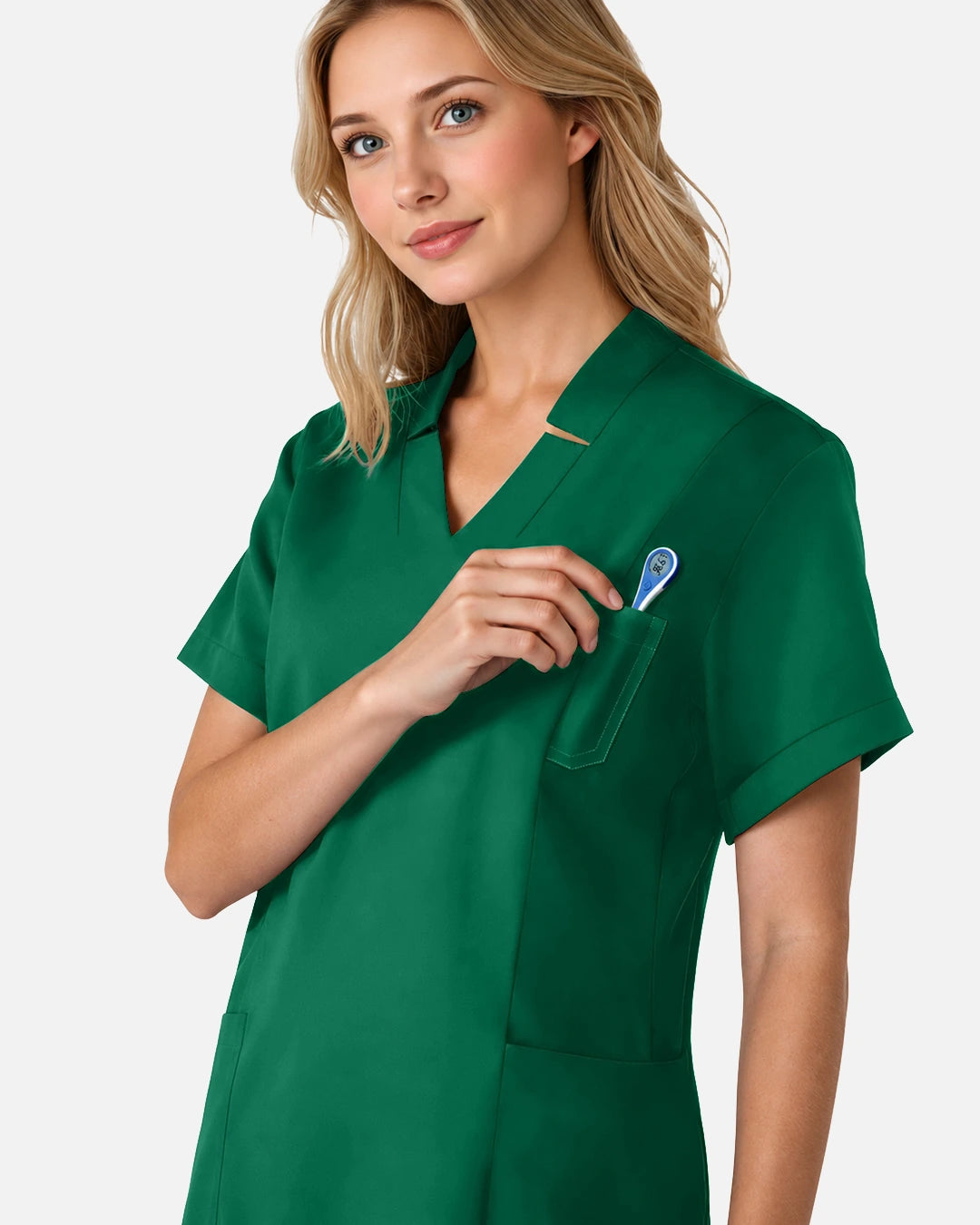Hunter Green – Eadflie Women's Split V-Neck Uniform Top – product image 06