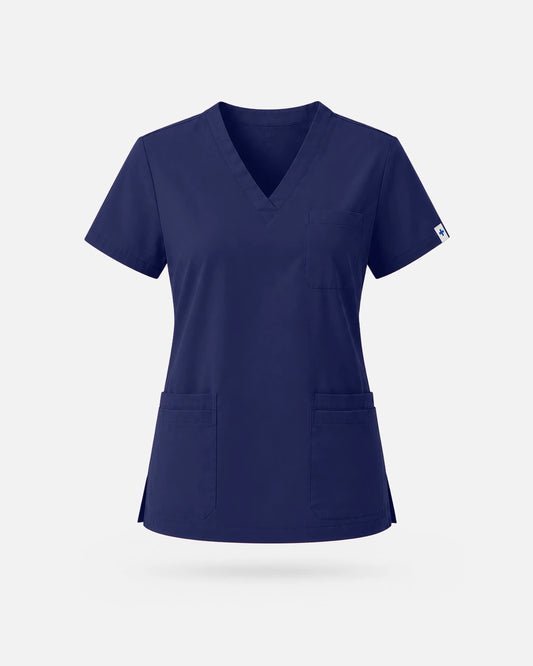 Navy Blue – Eadflie Women's V-Neck Uniform Top – Short Sleeve 3-Pocket Soft Stretch – product image 56