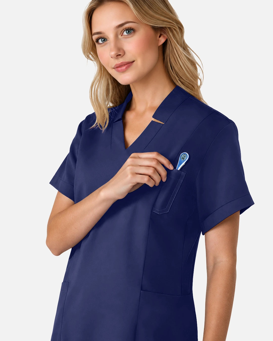 Navy Blue – Eadflie Women's Split V-Neck Uniform Top – product image 48