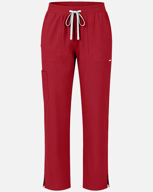 Wine Red – Eadflie Women's Woven Straight-Leg Uniform Pants – Structured Tailored Bottoms – product image 43