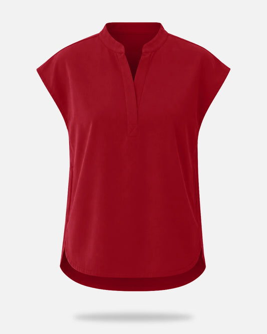 Wine Red – Eadflie Women's Sleeveless Mandarin Collar Uniform Top – product image 86
