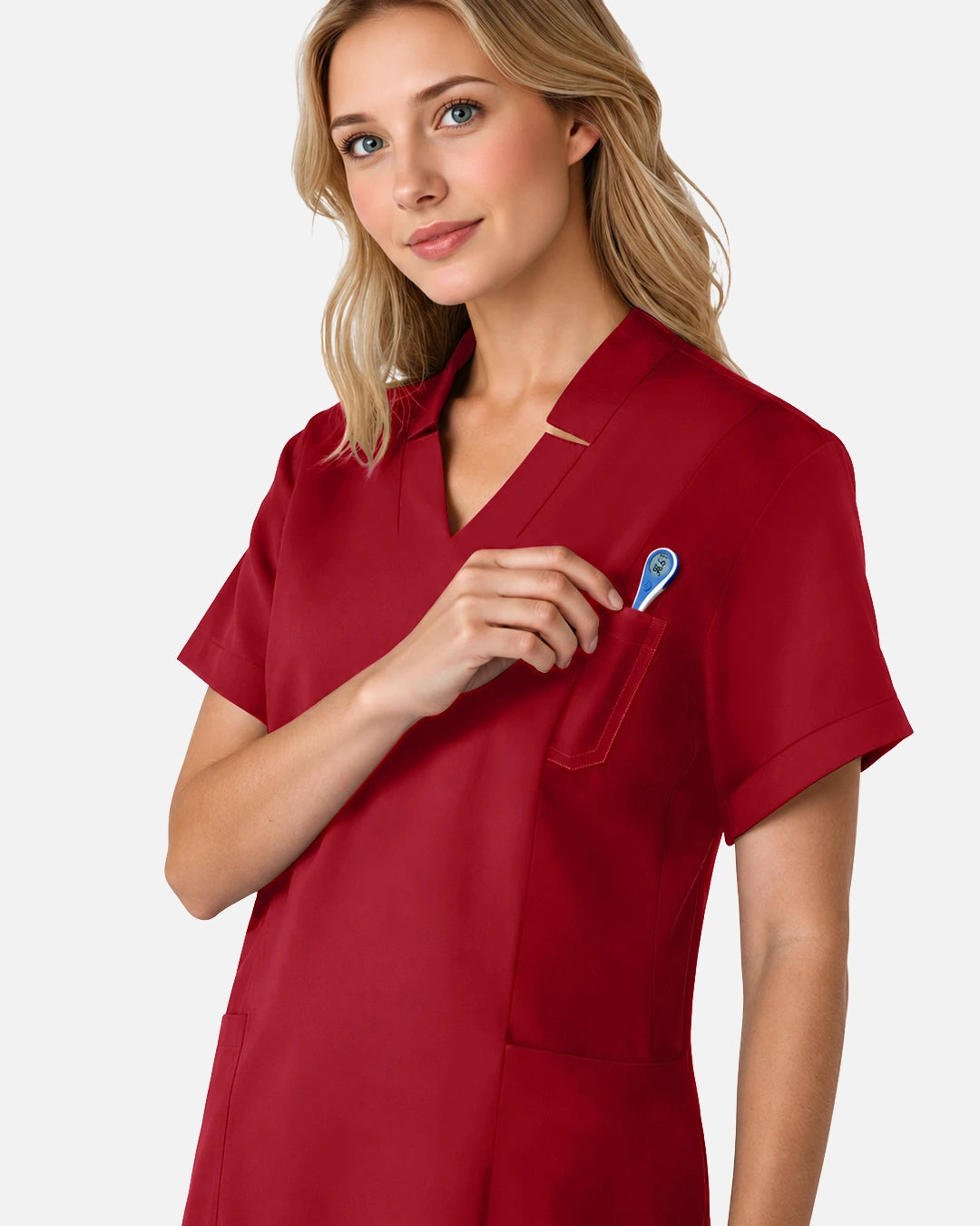 Wine Red – Eadflie Women's Split V-Neck Uniform Top – product image 60