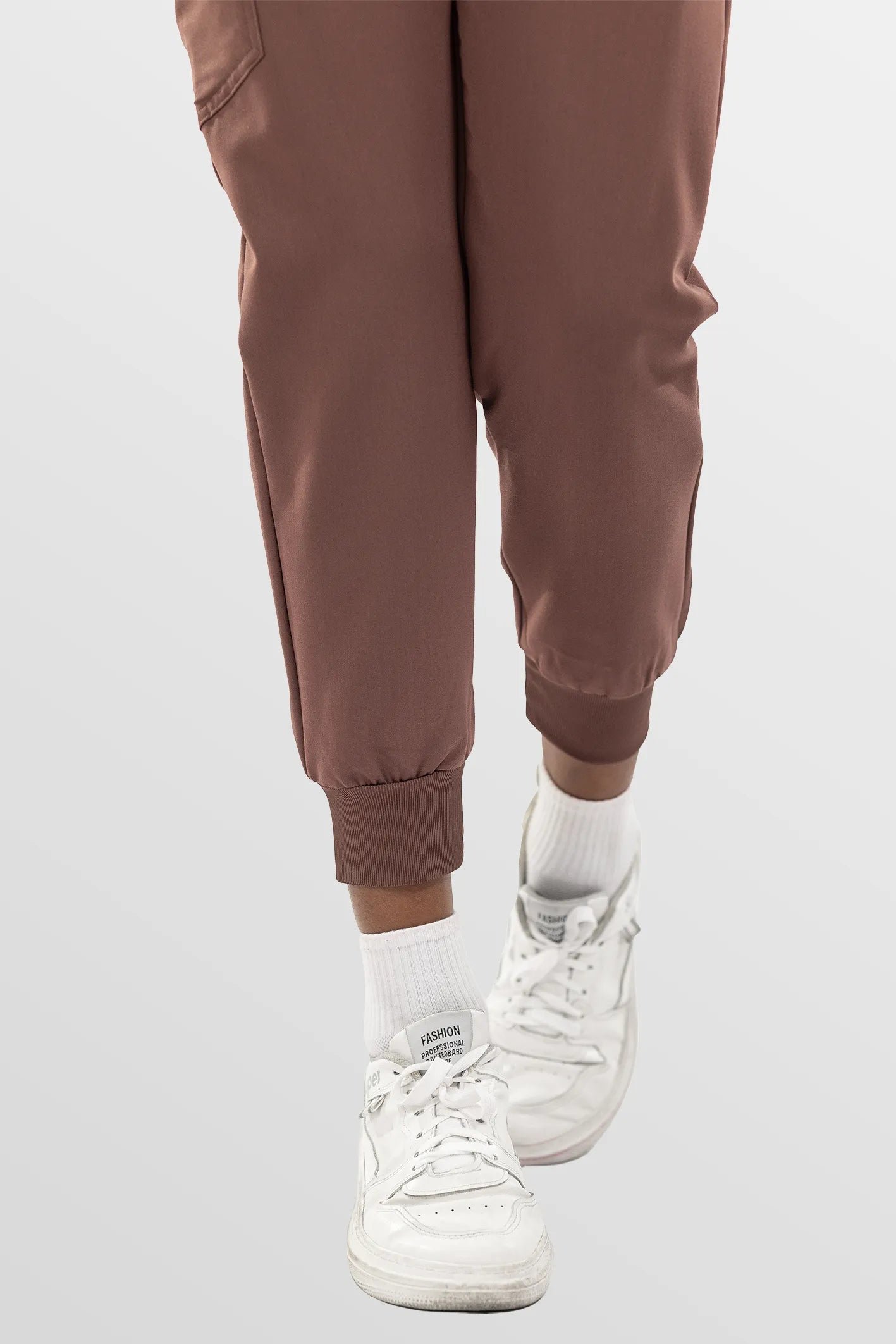 Brown Eipnare Women's Split V-Neck Cargo Jogger Multi-Pocket Scrub Set - Stretch Medical Scrubs for Women