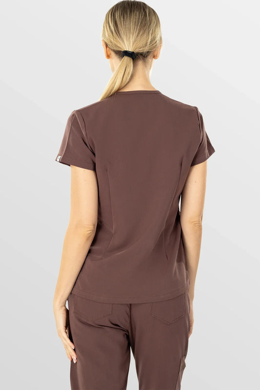 Brown Eipnare Women's V-Neck 8-Pocket Jogger Scrub Set - Stretch Medical Scrubs for Women