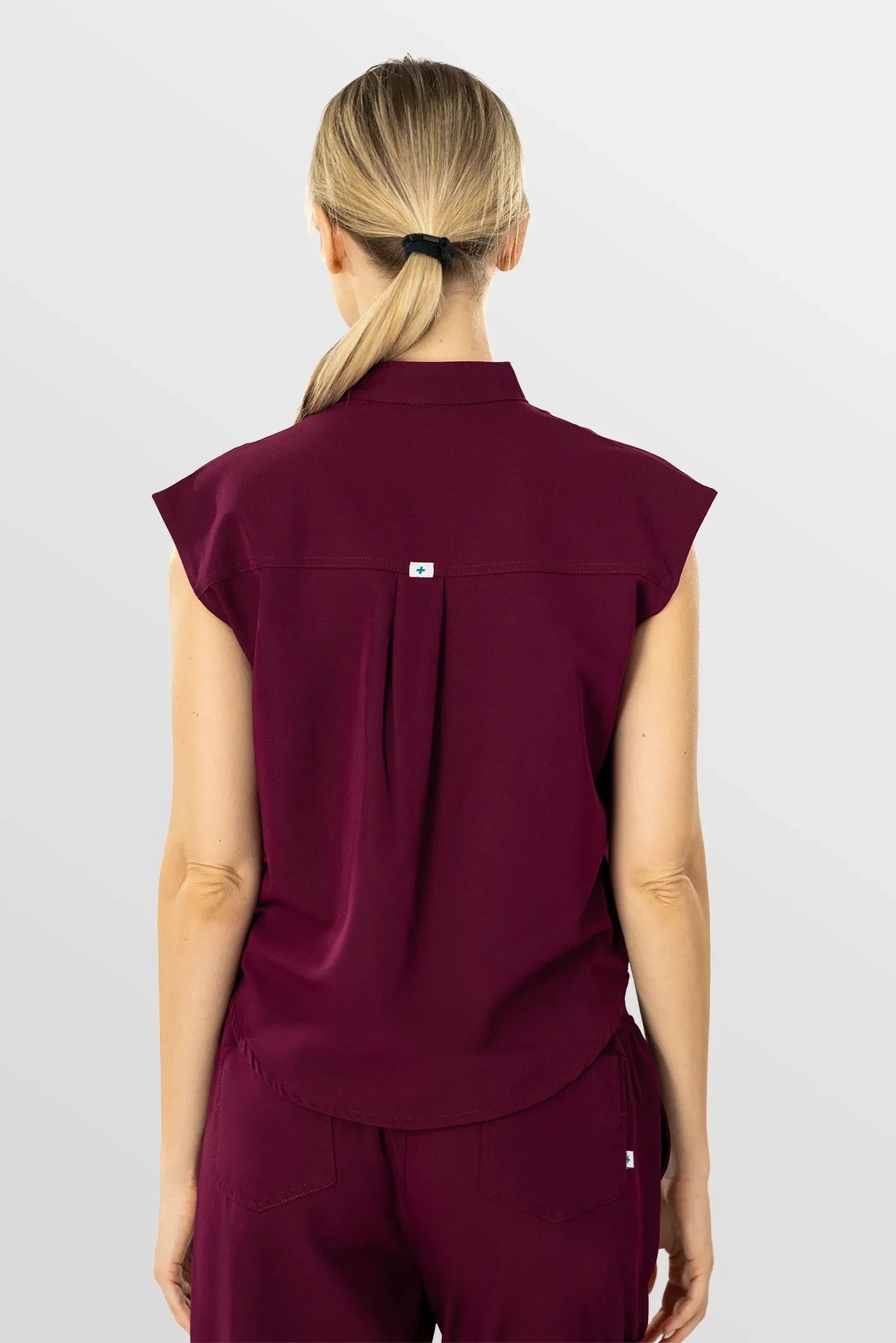 Burgundy Red Eipnare Women's Soft Stretch V-Neck Scrub Top & Tapered Pants Set - Stretch Medical Scrubs for Women