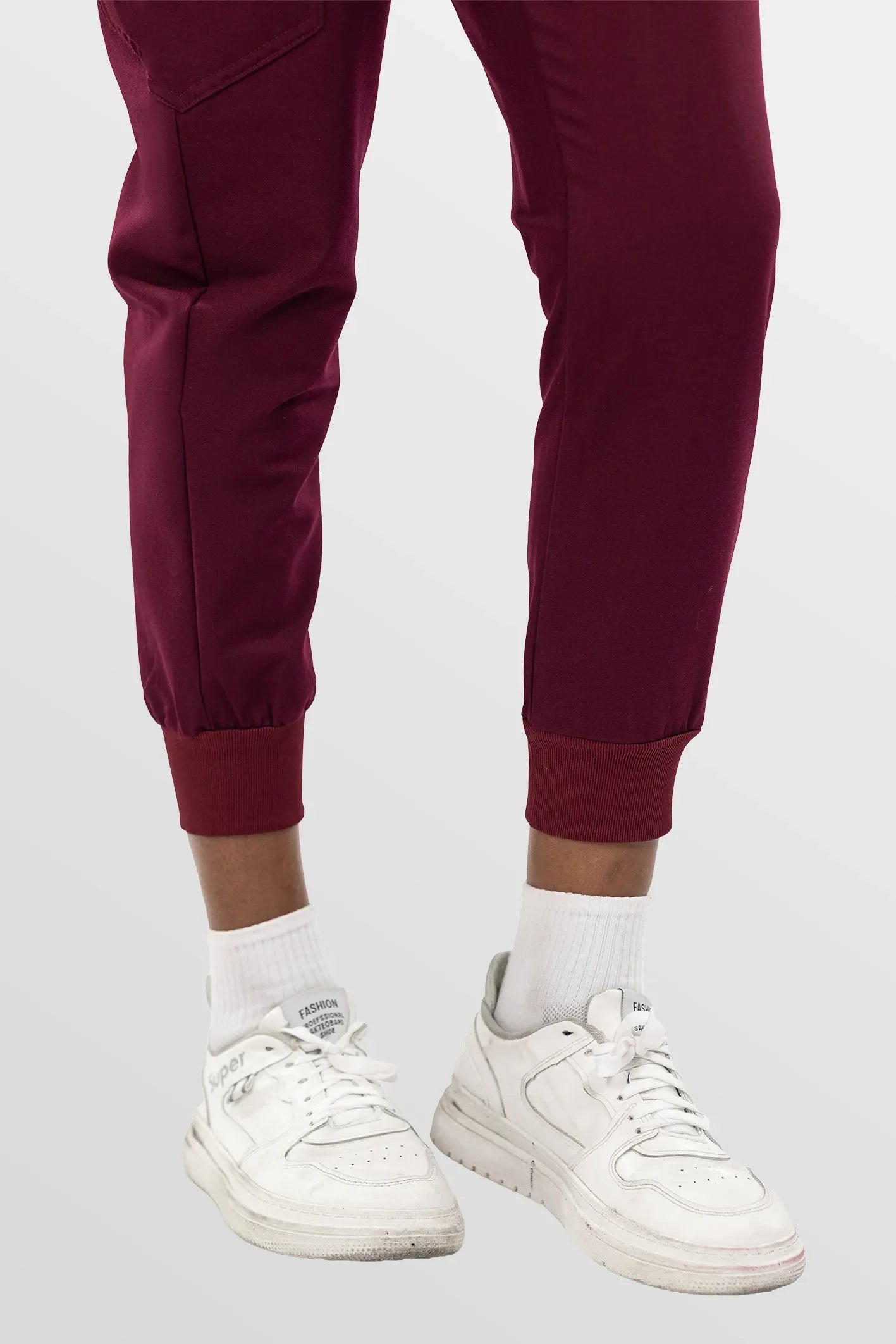 Burgundy Red Eipnare Women's Split V-Neck Cargo Jogger Multi-Pocket Scrub Set - Stretch Medical Scrubs for Women