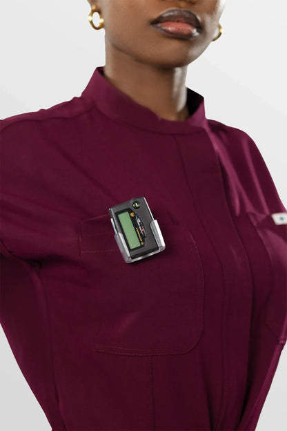 Burgundy Red Eipnare Women's Zip-Front Sleeveless Scrub Jumpsuit - Stretch Medical Scrubs for Women