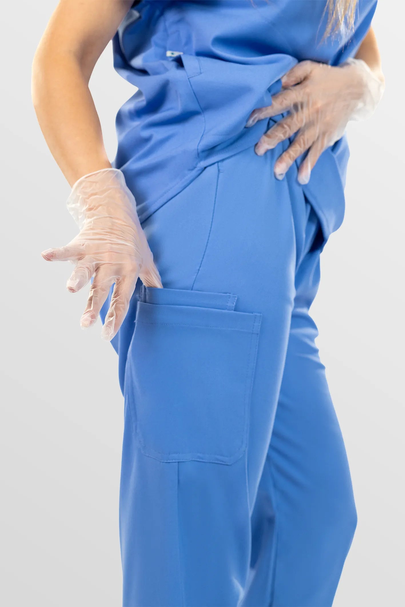 Ceil Blue Eipnare Women's Henley Collar Sleeveless Jogger Scrub Set - Stretch Medical Scrubs for Women