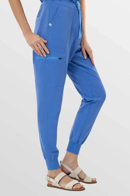 Ceil Blue Eipnare Women's Zip-Front Sleeveless Scrub Jumpsuit - Stretch Medical Scrubs for Women