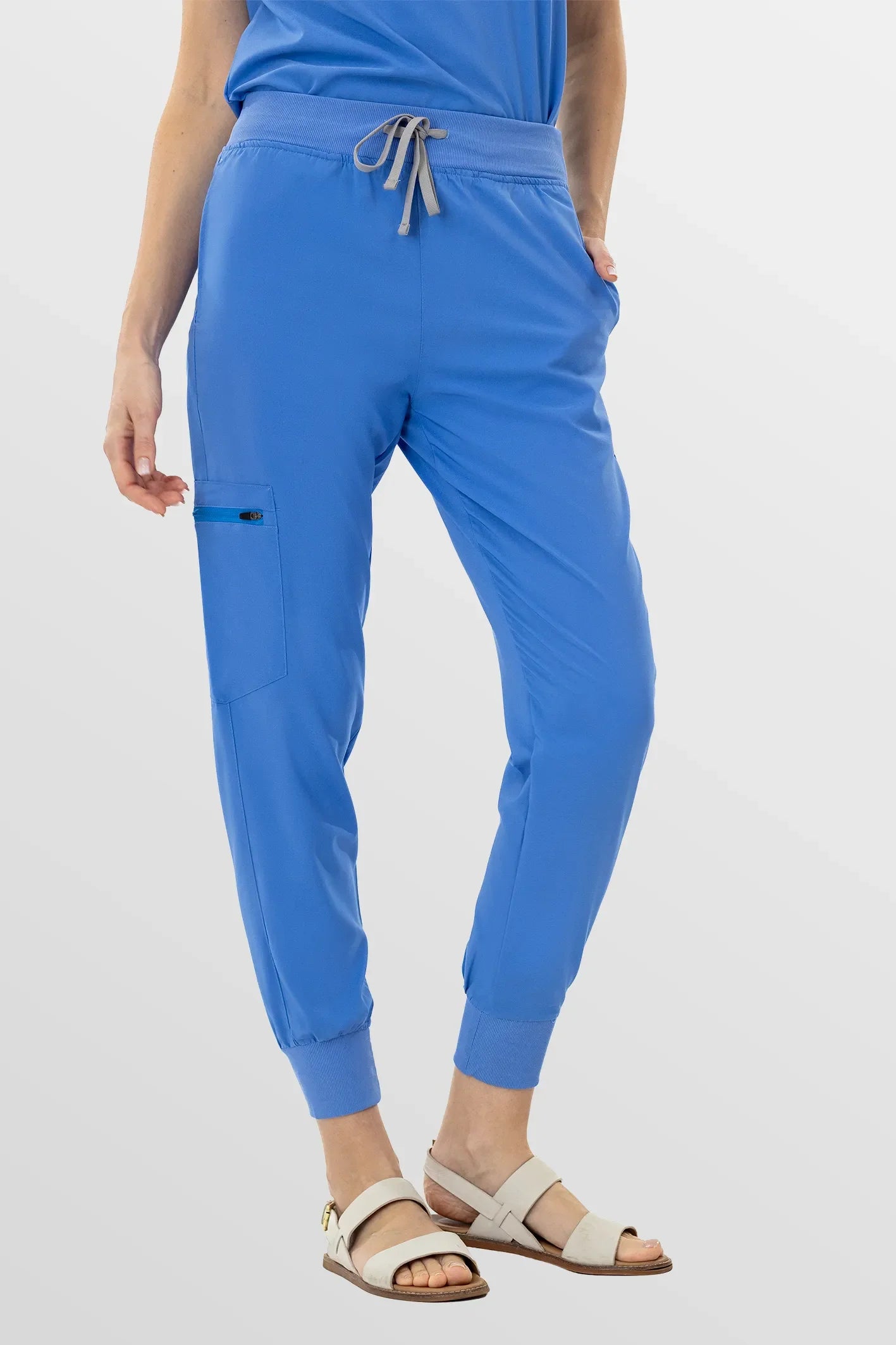Ceil Blue Eipnare Women's Soft Stretch V-Neck Scrub Top & Jogger Pants Set - Stretch Medical Scrubs for Women