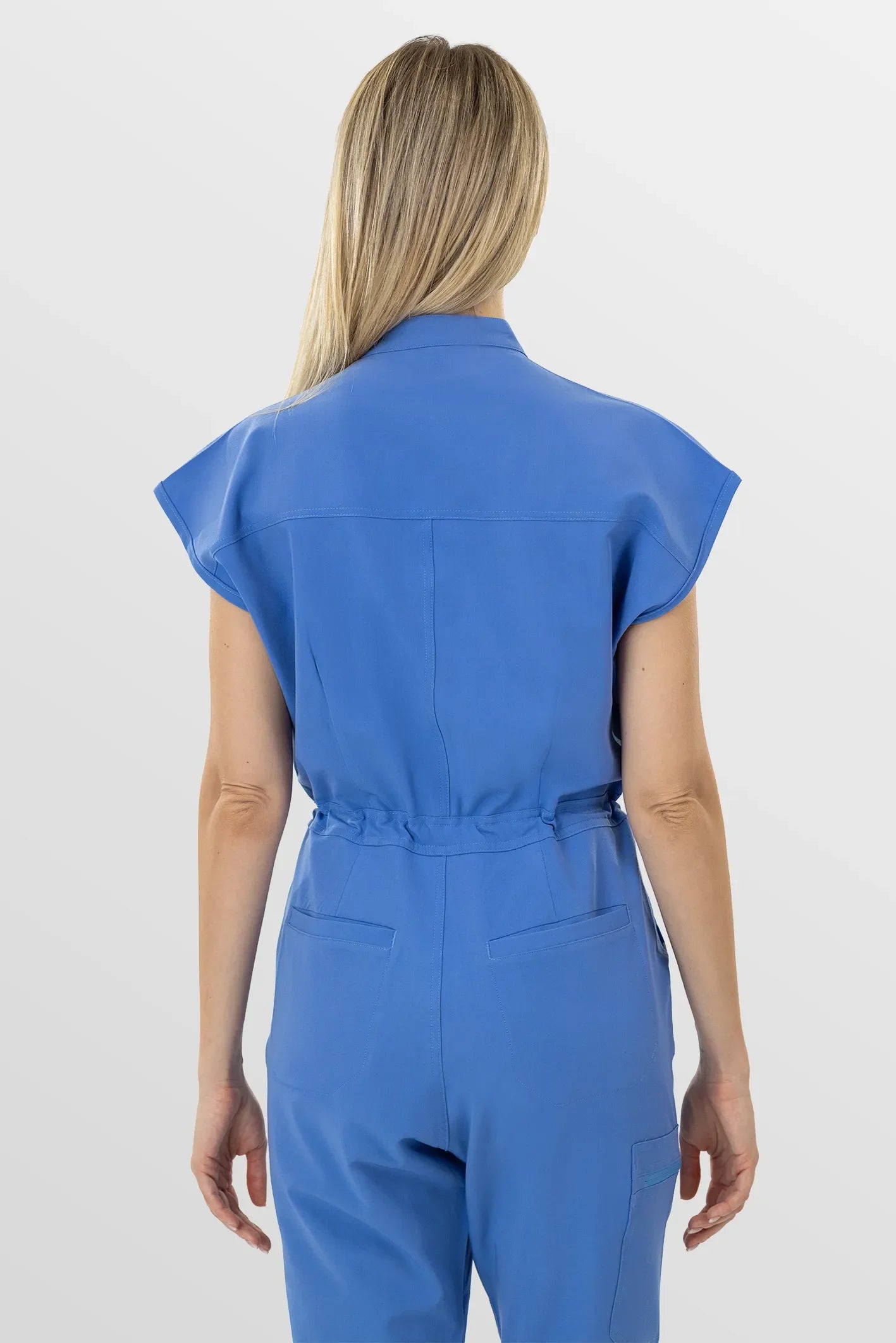 Ceil Blue Eipnare Women's Zip-Front Sleeveless Scrub Jumpsuit - Stretch Medical Scrubs for Women