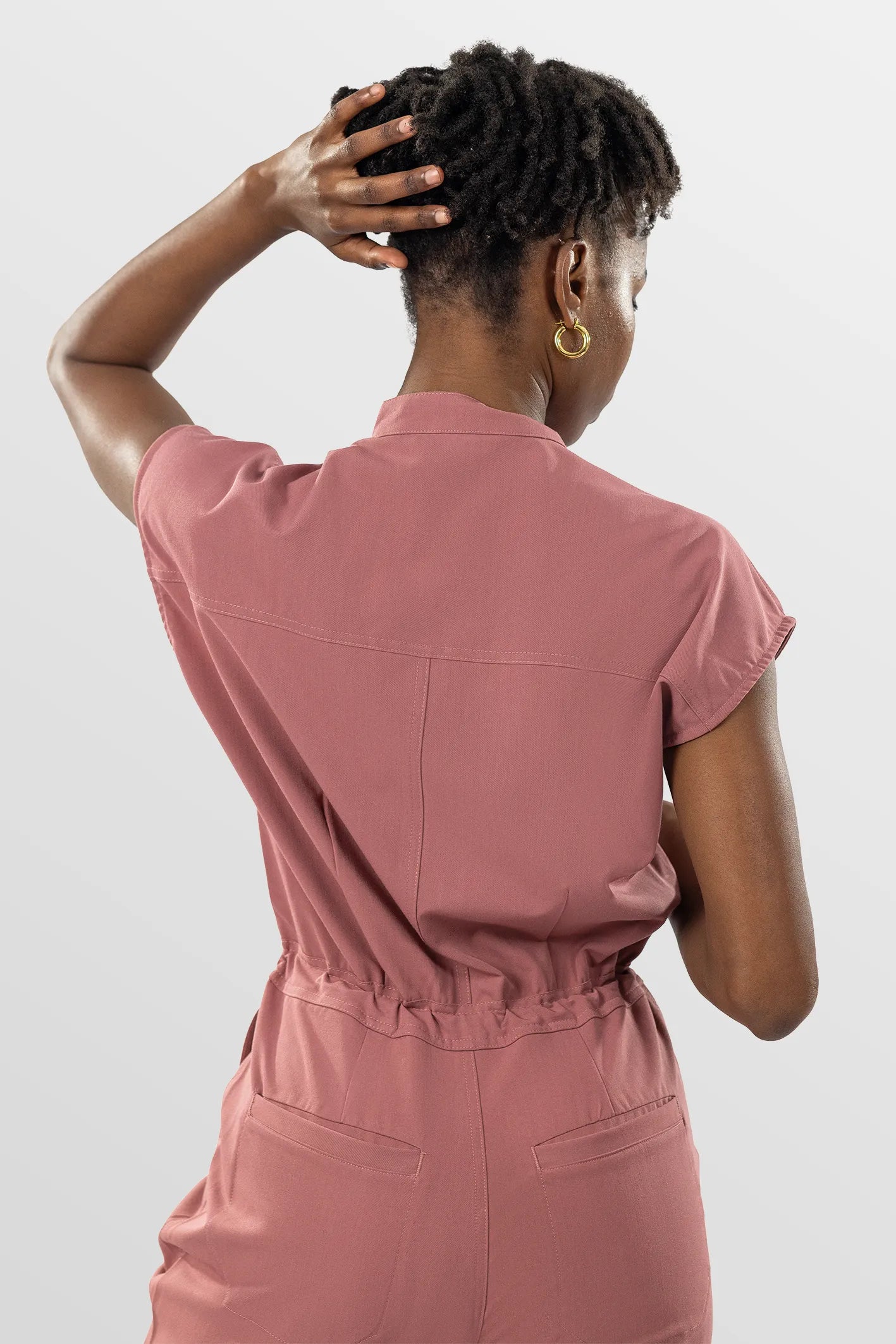 Flesh Pink Eipnare Women's Zip-Front Sleeveless Scrub Jumpsuit - Stretch Medical Scrubs for Women