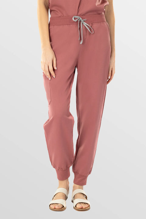 Eadflie Women's Tapered Jogger Workwear Pants – Soft Stretch Bottoms 02 - Pink