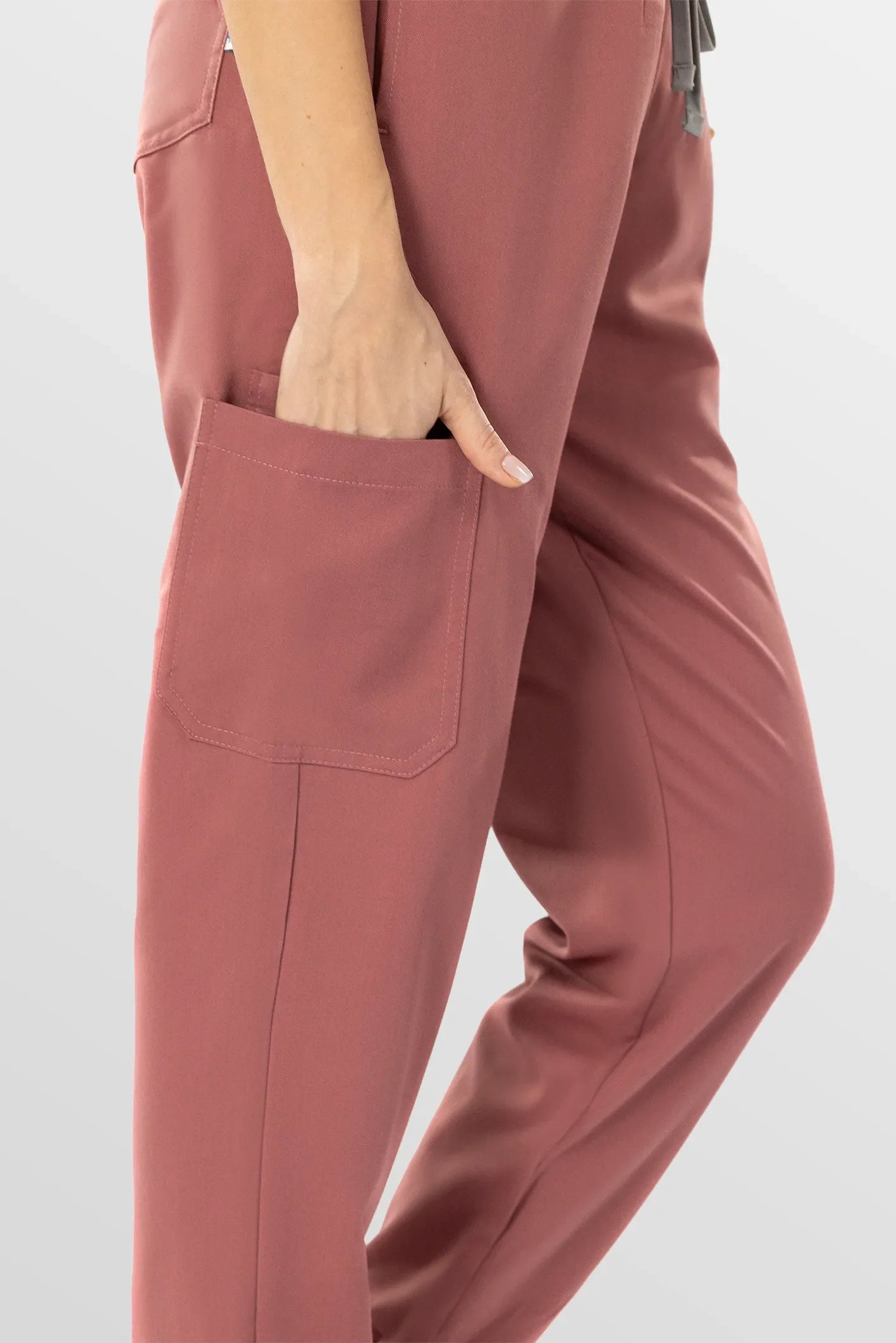 Flesh Pink Eipnare Women's Soft Stretch V-Neck Scrub Top & Tapered Pants Set - Stretch Medical Scrubs for Women