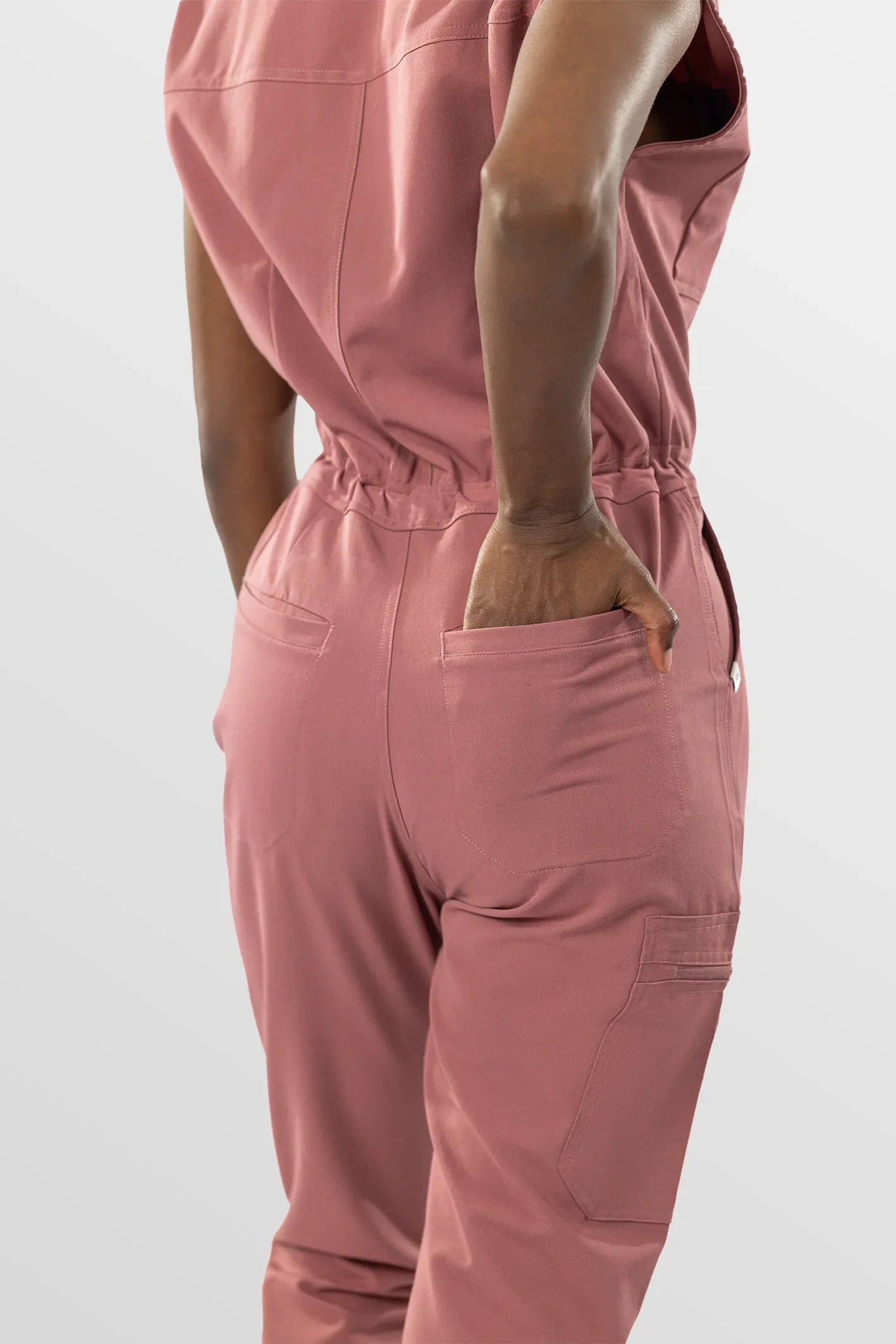 Flesh Pink Eipnare Women's Zip-Front Sleeveless Scrub Jumpsuit - Stretch Medical Scrubs for Women