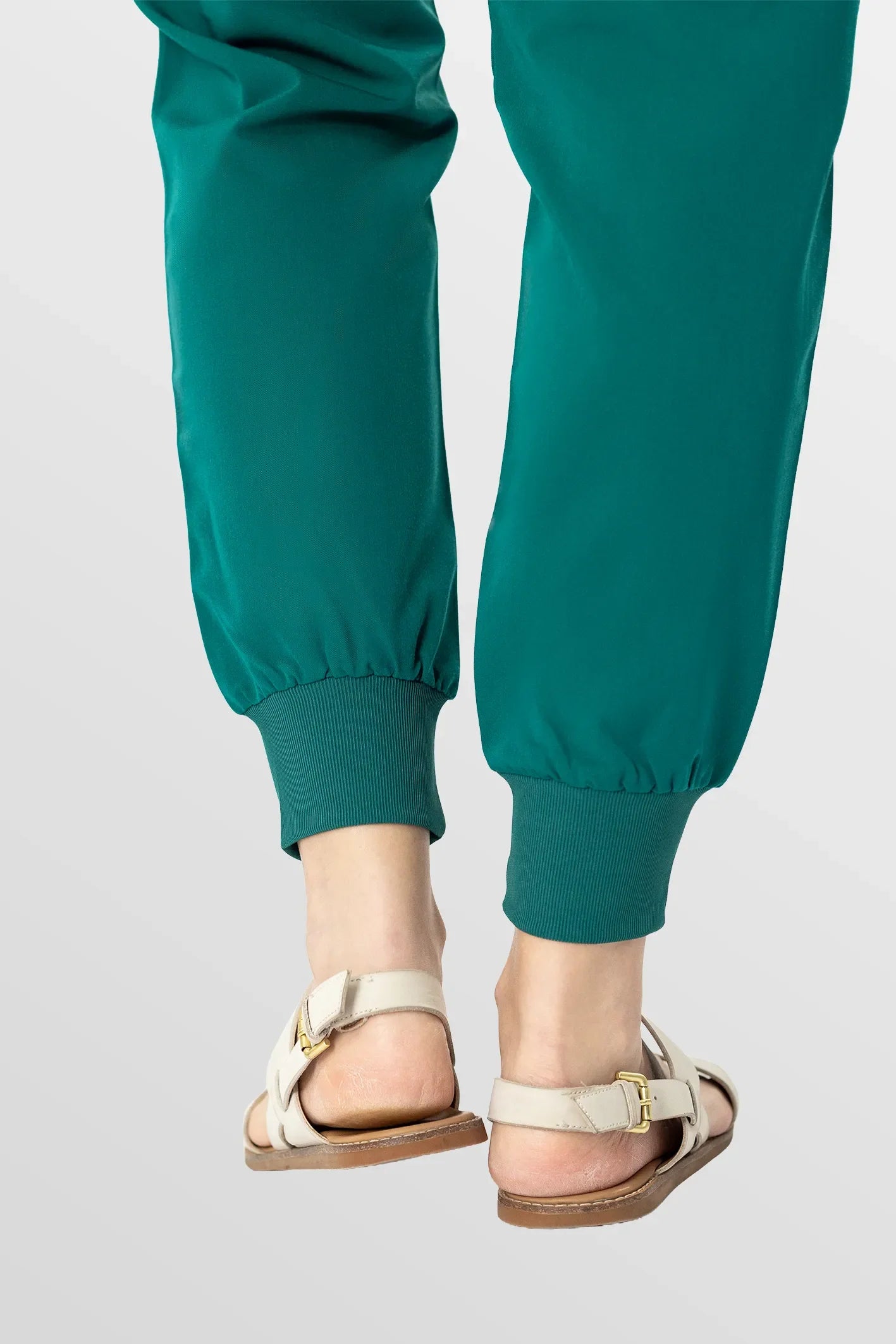 Green Eadflie Women's V-Neck 8-Pocket Jogger Scrub Set - Stretch Medical Scrubs for Women