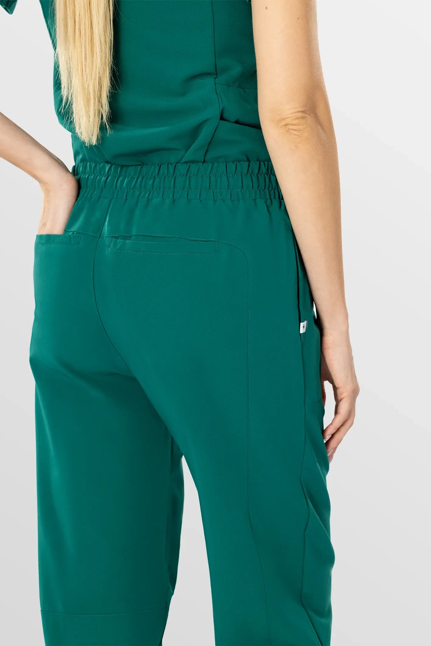 Green Eipnare Women's V-Neck Split 9-Pocket Slim Fit Scrub Set - Stretch Medical Scrubs for Women