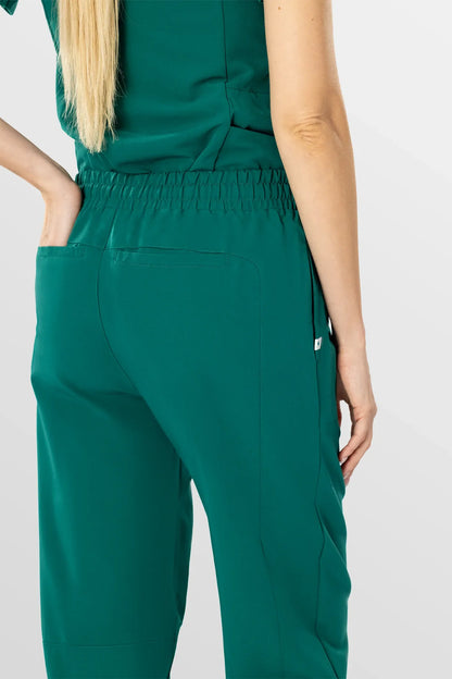Green Eipnare Women's V-Neck Split 9-Pocket Slim Fit Scrub Set - Stretch Medical Scrubs for Women