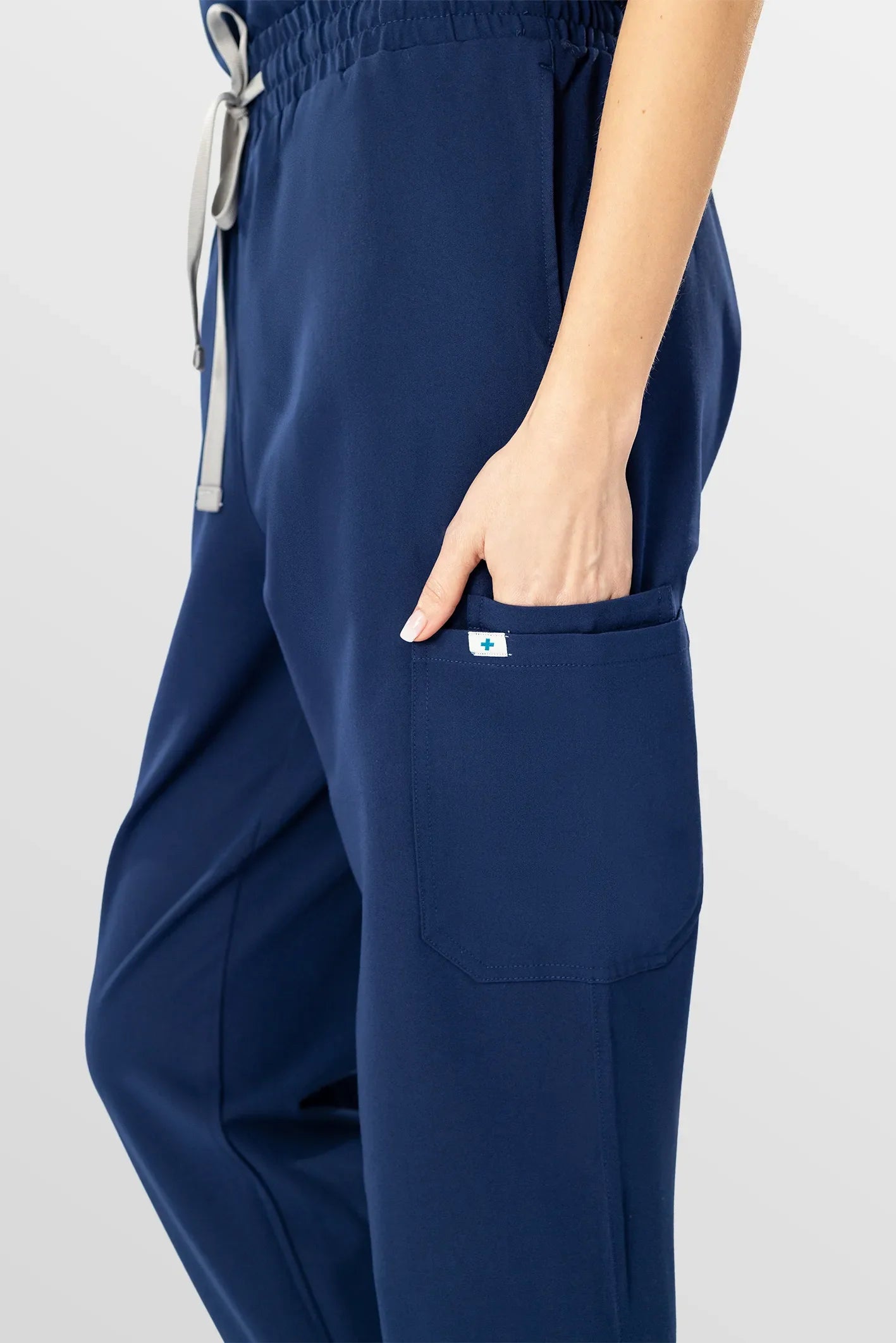Dark Blue Eipnare Women's Henley Collar Sleeveless Jogger Scrub Set - Stretch Medical Scrubs for Women