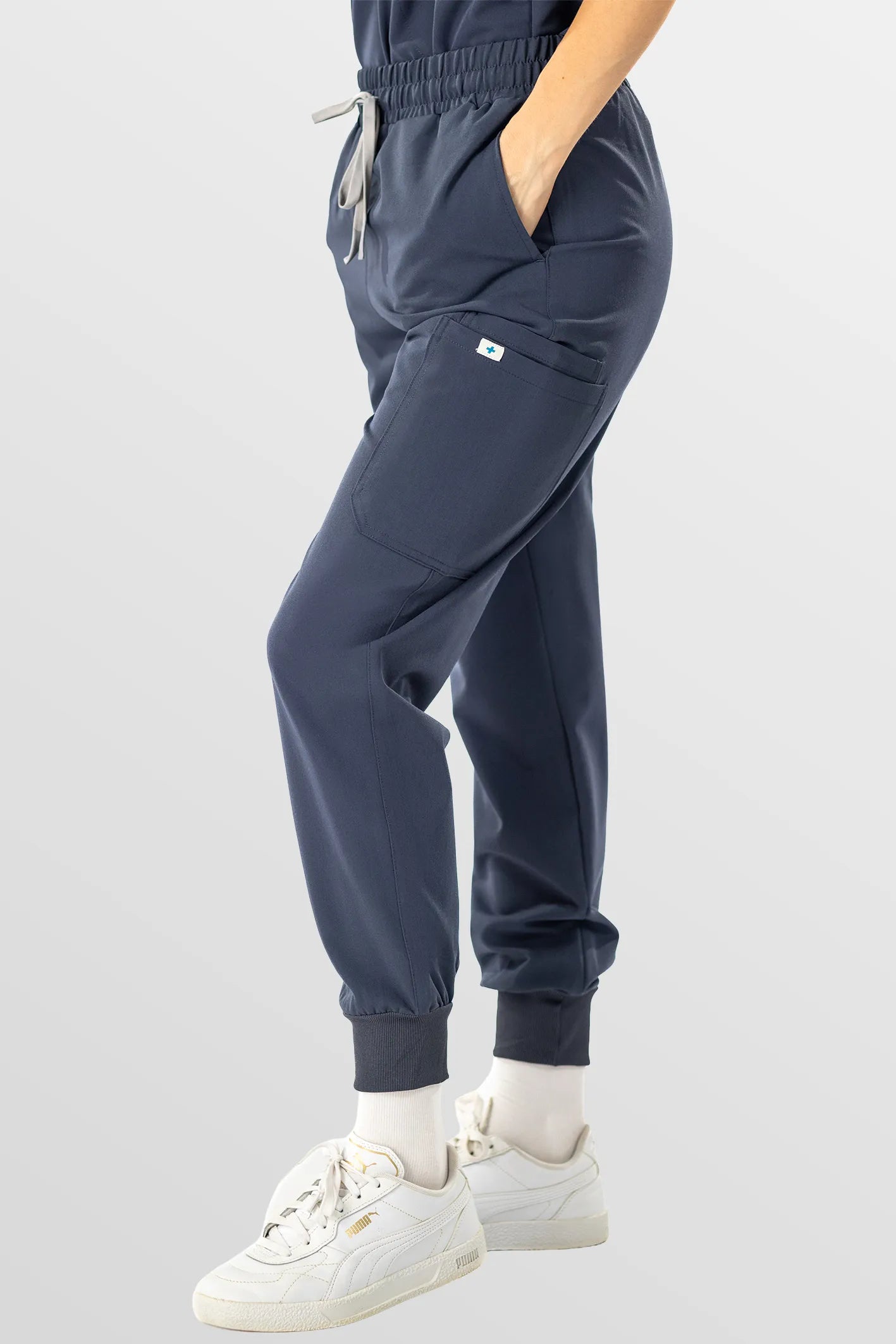 Dark Gray Eipnare Women's Henley Collar Sleeveless Jogger Scrub Set - Stretch Medical Scrubs for Women
