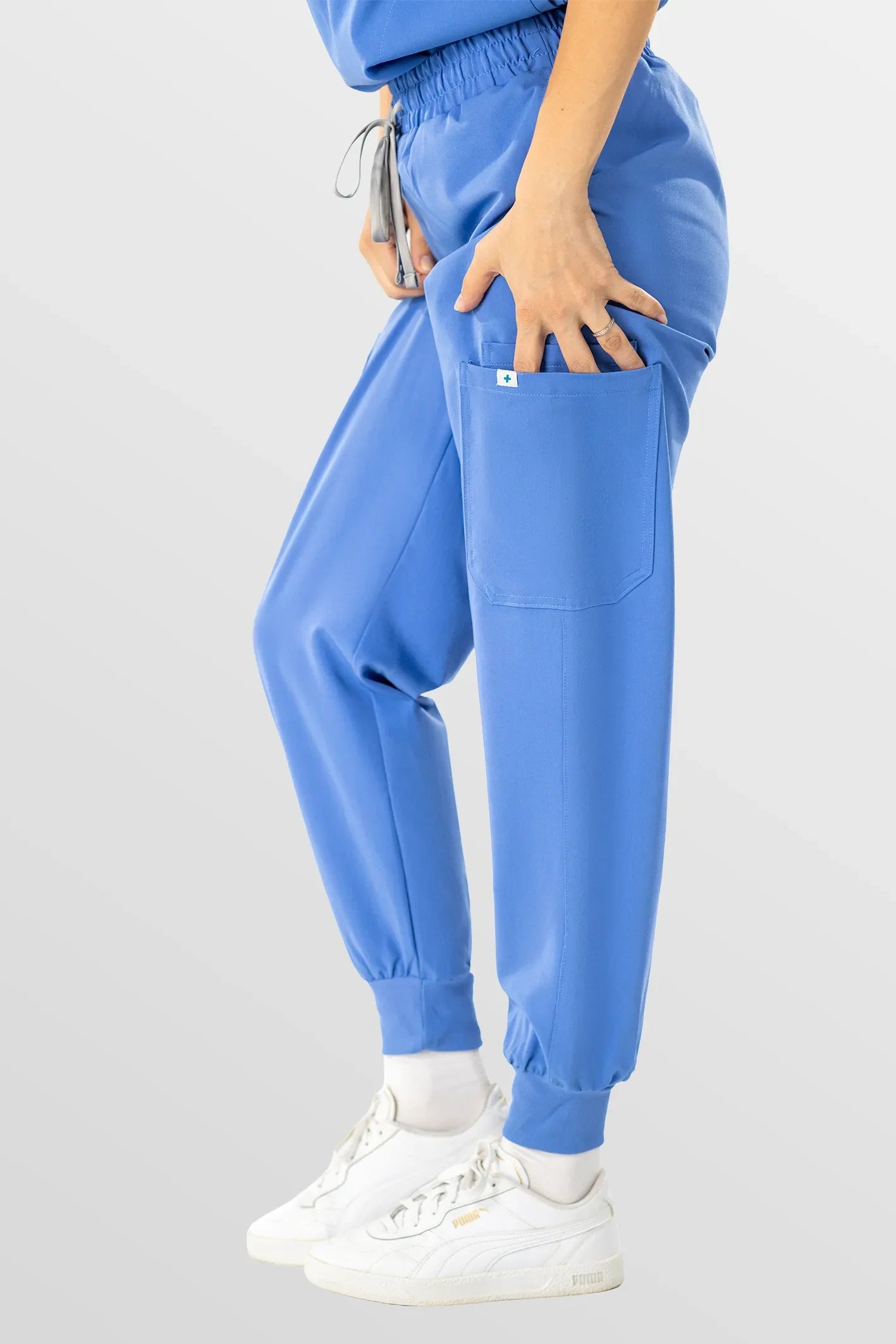 Dark Blue Eipnare Women's Henley Collar Sleeveless Jogger Scrub Set - Stretch Medical Scrubs for Women