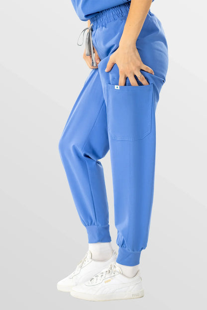 Dark Blue Eipnare Women's Henley Collar Sleeveless Jogger Scrub Set - Stretch Medical Scrubs for Women