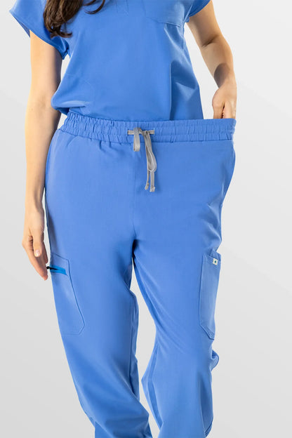 Dark Blue Eipnare Women's Henley Collar Sleeveless Jogger Scrub Set - Stretch Medical Scrubs for Women