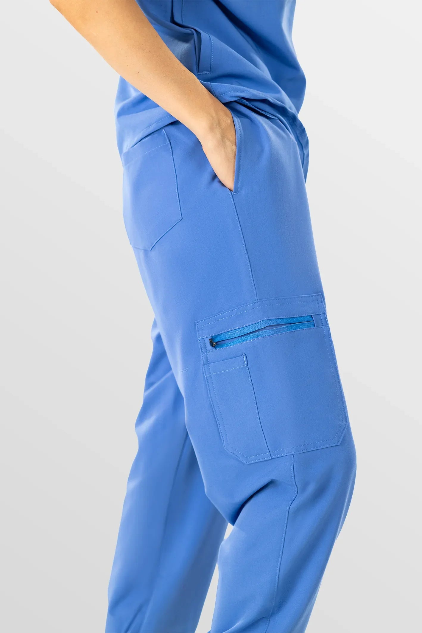 Dark Blue Eipnare Women's Henley Collar Sleeveless Jogger Scrub Set - Stretch Medical Scrubs for Women