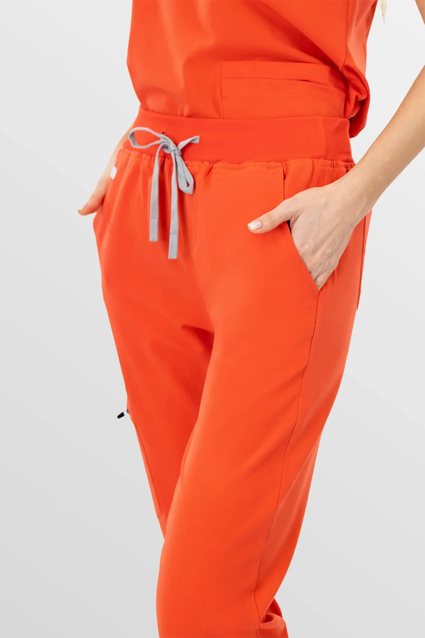 Orange Eipnare Women's V-Neck 8-Pocket Jogger Scrub Set - Stretch Medical Scrubs for Women