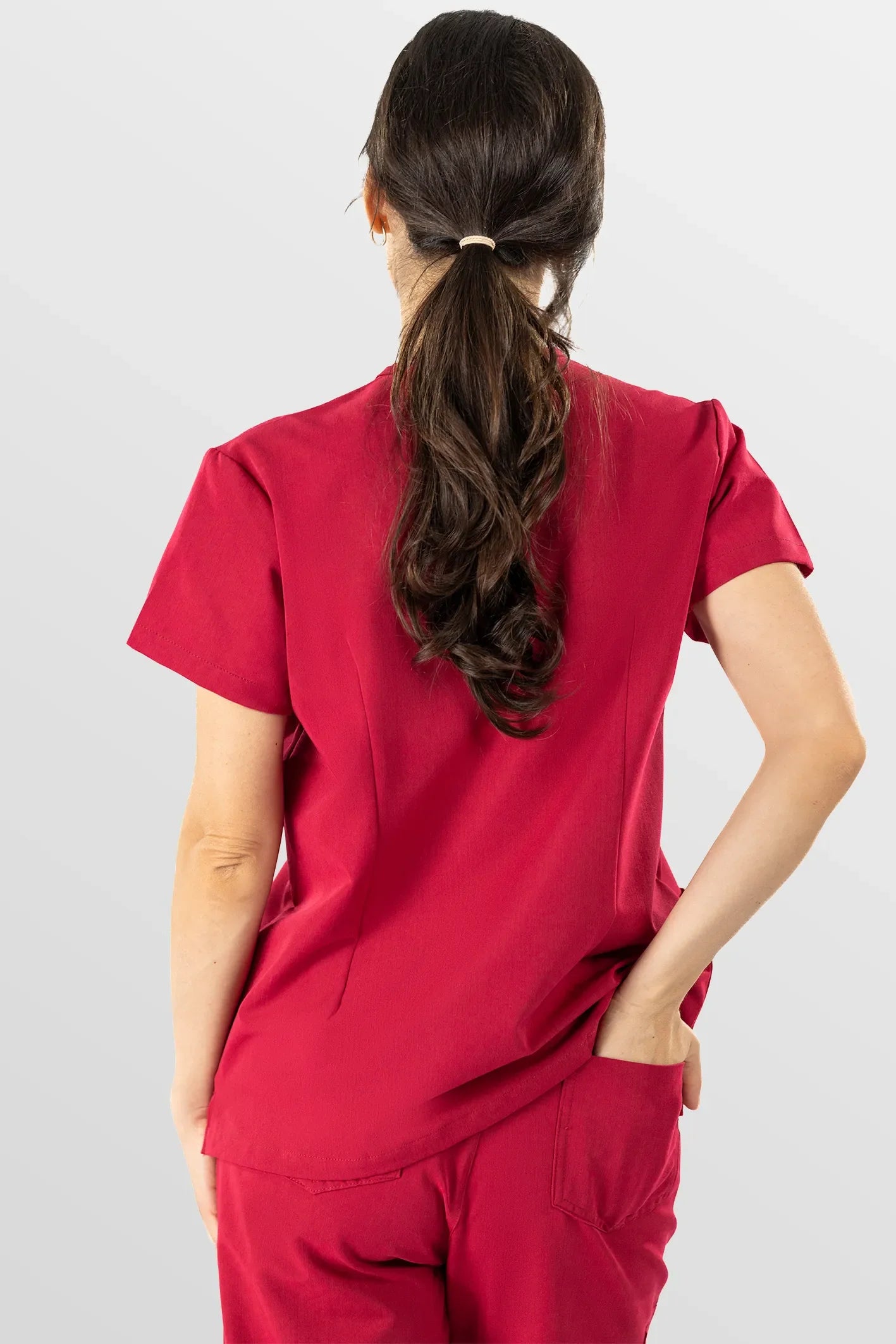 Orange Red Eipnare Women's V-Neck 8-Pocket Jogger Scrub Set - Stretch Medical Scrubs for Women