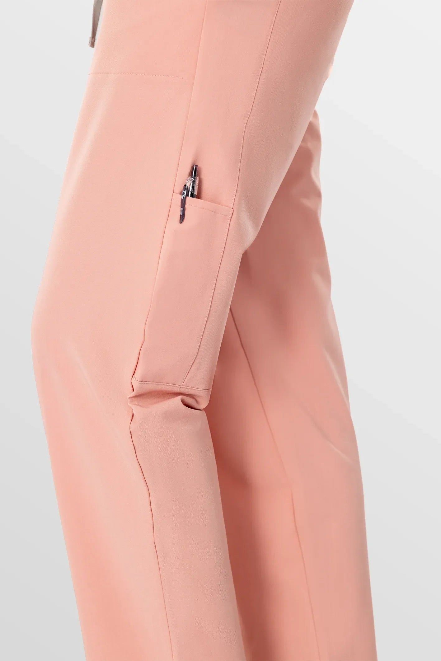 Pink Eipnare Women's V-Neck Split 9-Pocket Slim Fit Scrub Set - Stretch Medical Scrubs for Women