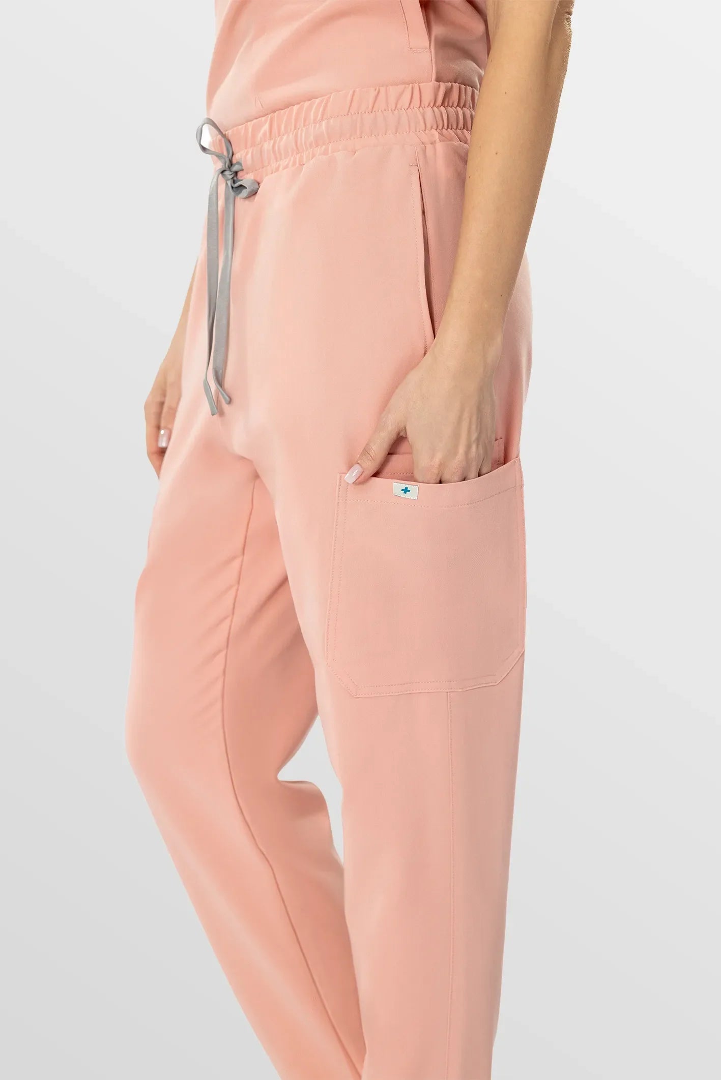 Pink Eipnare Women's Henley Collar Sleeveless Jogger Scrub Set - Stretch Medical Scrubs for Women