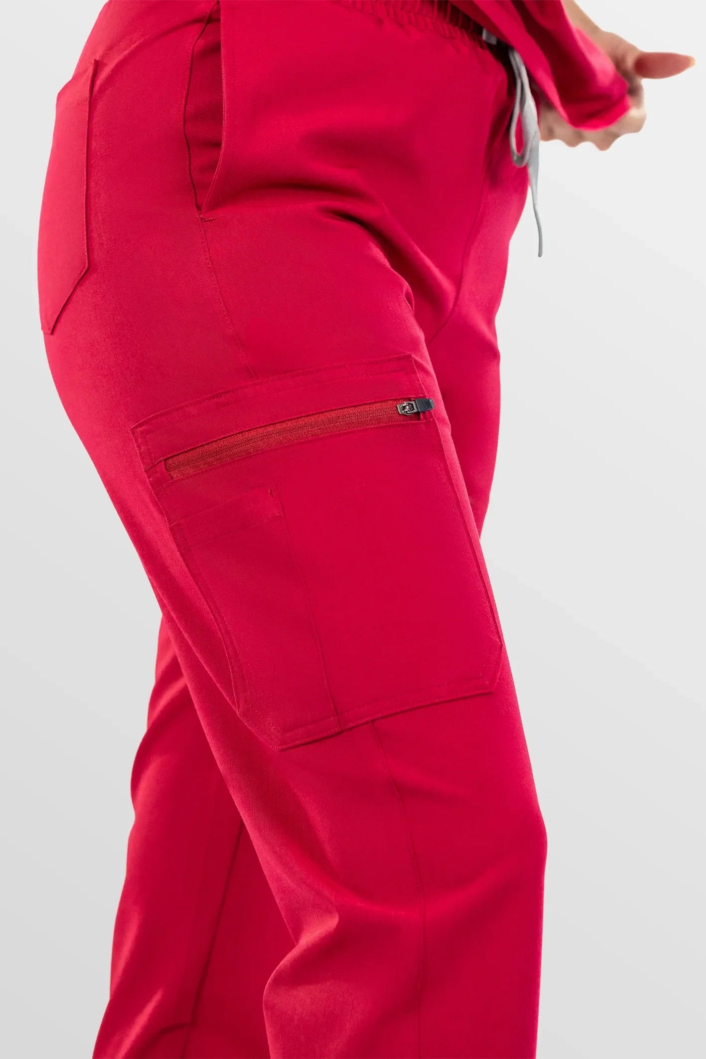 Red Eipnare Women's Henley Collar Sleeveless Jogger Scrub Set - Stretch Medical Scrubs for Women