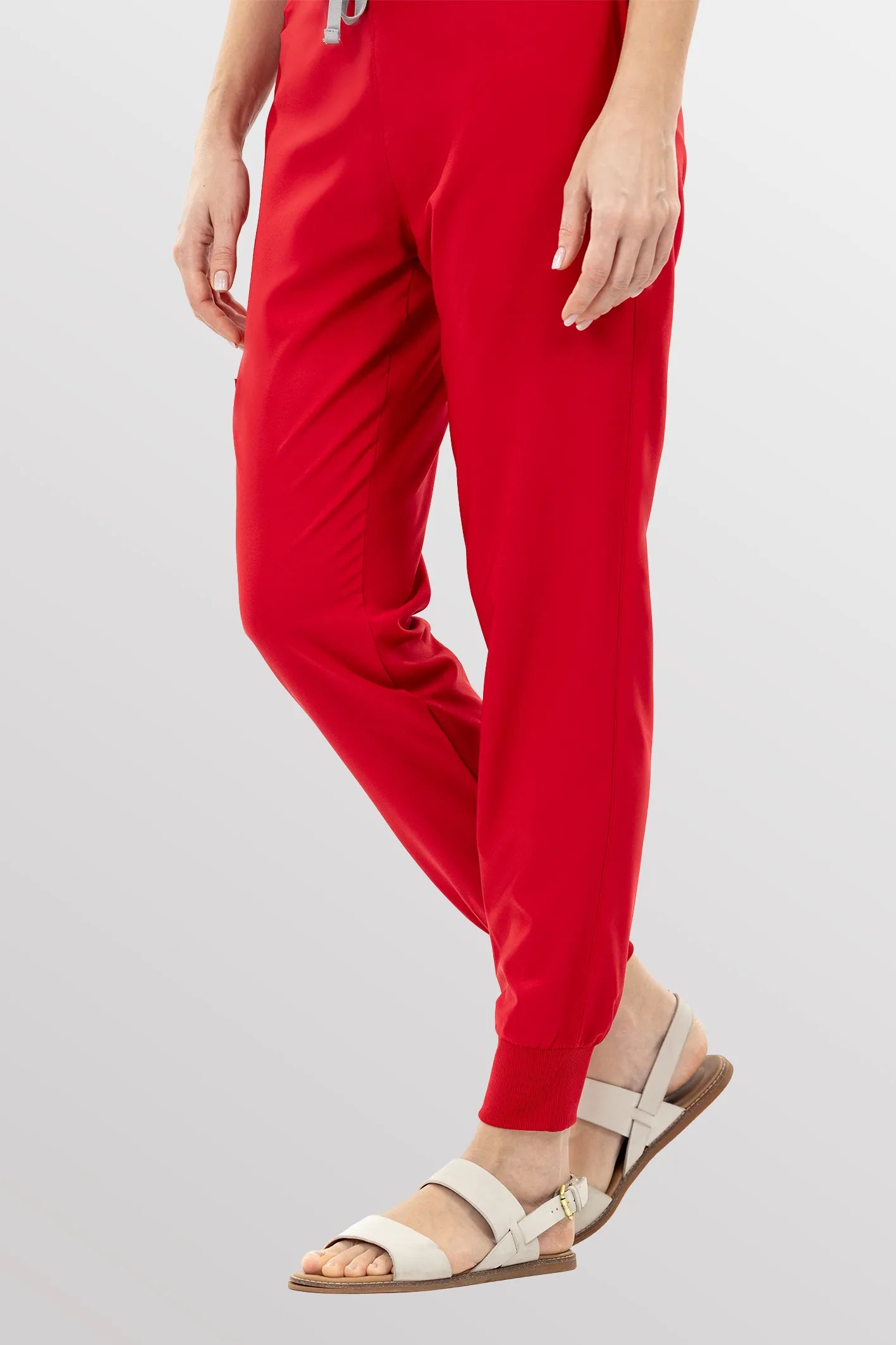 Red Eipnare Women's Soft Stretch V-Neck Scrub Top & Jogger Pants Set - Stretch Medical Scrubs for Women