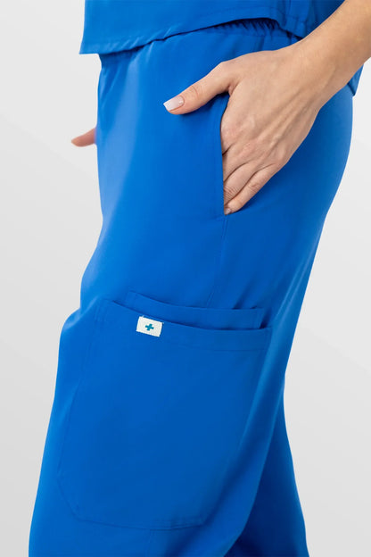Royal Blue Eipnare Women's Henley Collar Sleeveless Jogger Scrub Set - Stretch Medical Scrubs for Women