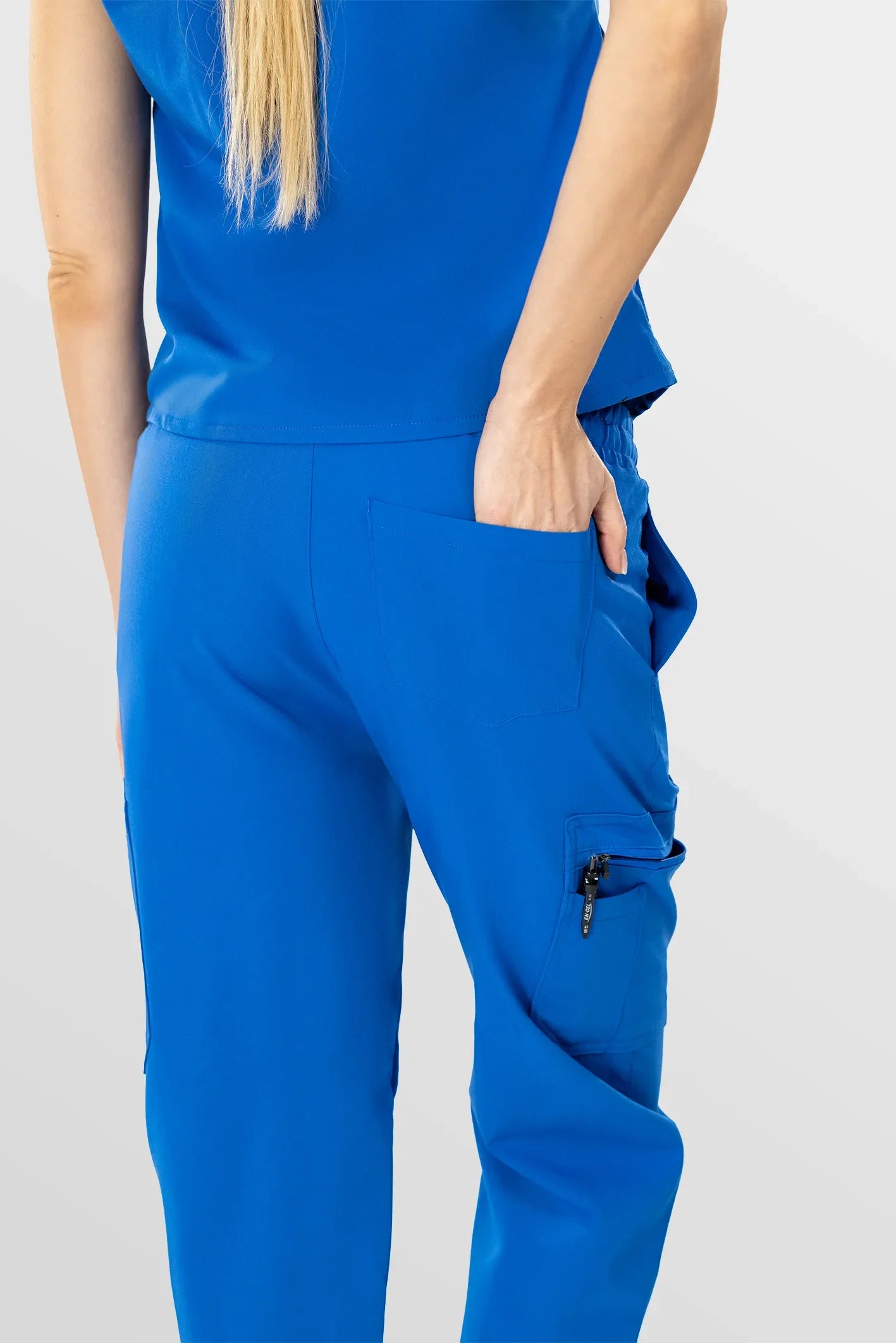 Royal Blue Eipnare Women's Henley Collar Sleeveless Jogger Scrub Set - Stretch Medical Scrubs for Women