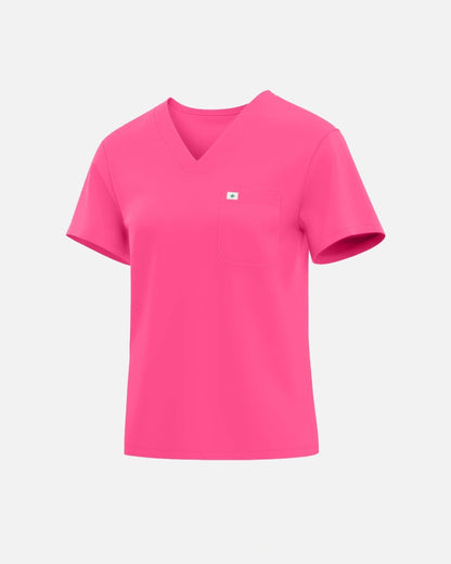 Azalea Pink – Eadflie Women's Classic V-Neck Uniform Top – product image 07