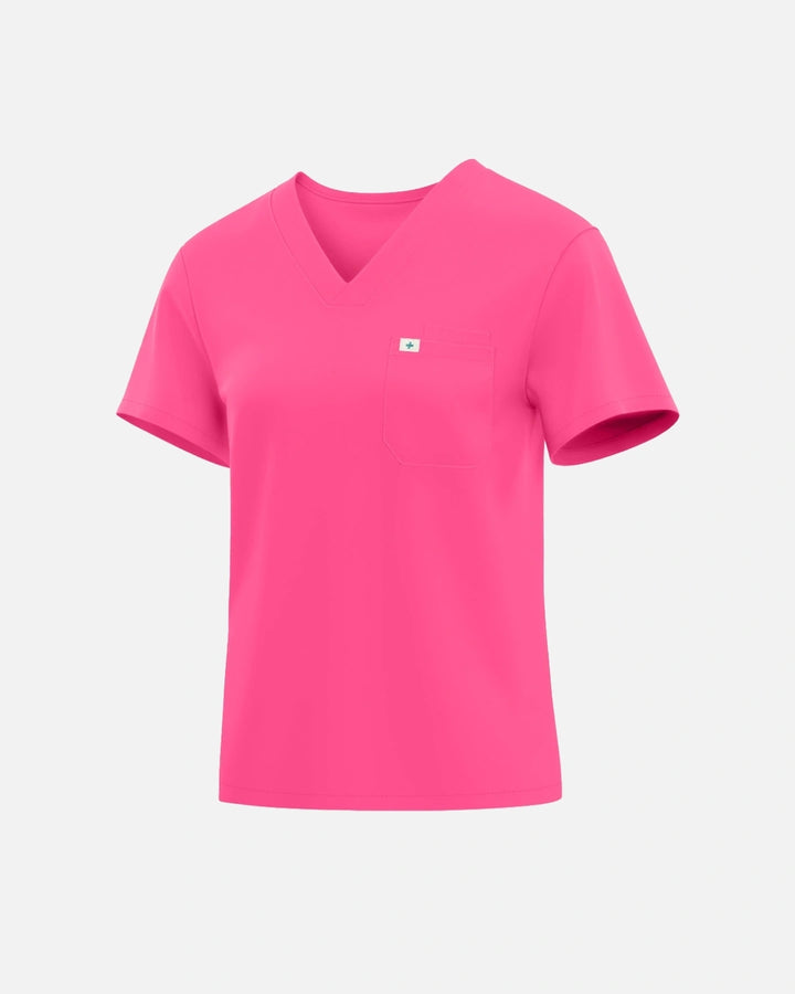 Eadflie Women's Classic V-Neck Uniform Top - Azalea Pink