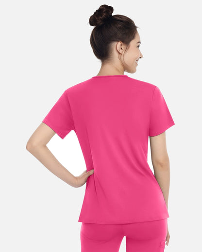 Azalea Pink – Eadflie Women's Classic V-Neck Uniform Top – product image 10