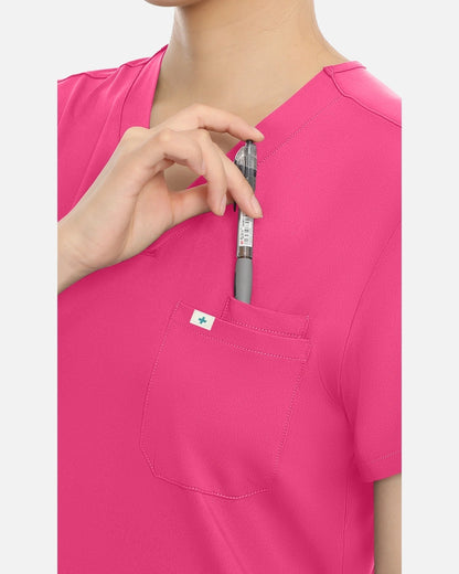 Azalea Pink – Eadflie Women's Classic V-Neck Uniform Top – product image 11